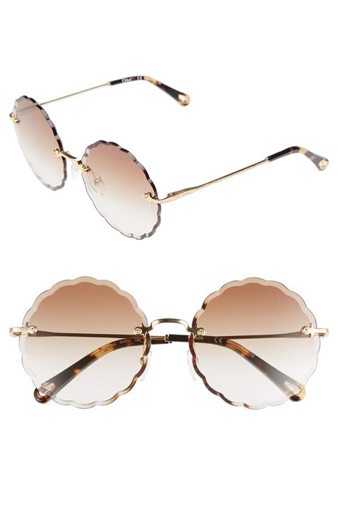 Chloe Rosie Rimless Scalloped Sunglasses 